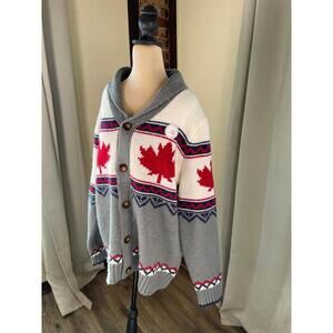 Canadiana Button-Up Shawl Collar Cardigan Sweater NWT